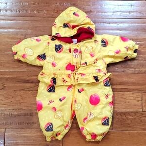 Confetti of france 80s Kidcore Retro Baby vintage yellow fruits snowsuit